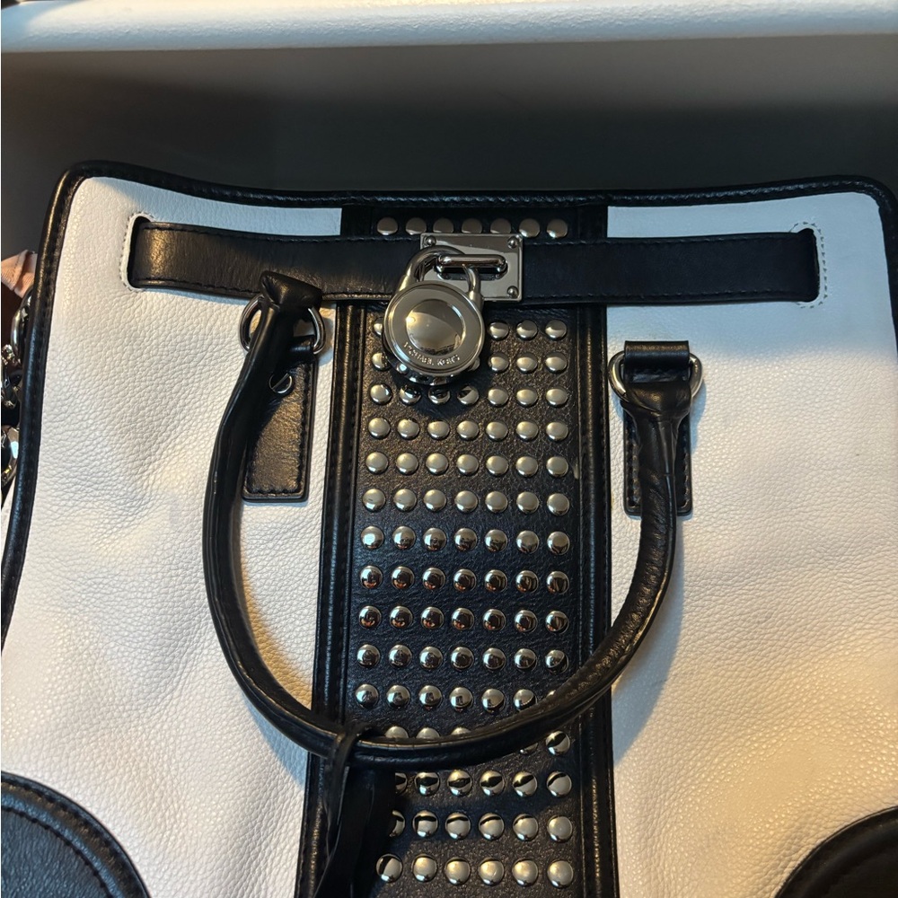 Michael Kors Black and White Studded Tote Bag